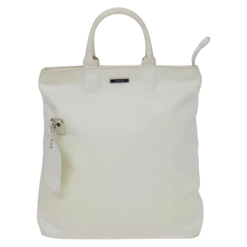 GUCCI Hand Bag Nylon Patent Leather 2way White Silver Auth bs23294 - Picture 13 of 16
